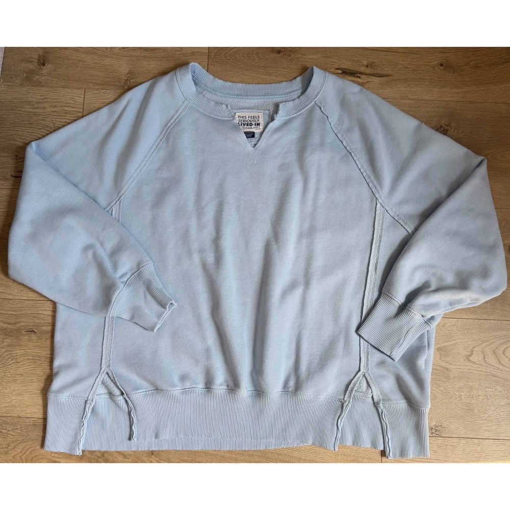 Aerie this feels seriously lived in blue oversized sweatshirt loungewear size xs